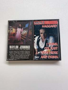 Lot of 2 Classic Outlaw Country Cassettes Waylon Jennings Merle Haggard Vintage